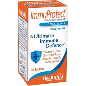 Immuprotect, 30 Tablets, Ultimate Immune Defense, Contains Vitamin C, Zinc, Quercetin, Rutin, Maitake, Propolis, and Astragalus, Once Daily, Vegetarian