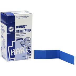 Blue Tec(TM) Extra Long Blue, Metal Detectable Fabric Finger Wrap Bandage, 25/box
