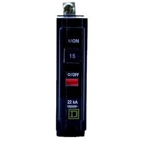 Square D QOB115 Bolt On Circuit Breaker 1P 15 Amp 120/240Vac/48Vdc