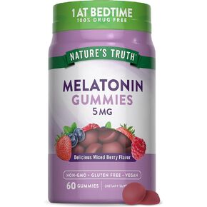 Nature's Truth Melatonin Gummies 5mg | 60 Count | Mixed Berry Flavor | Vegan, Non-GMO & Gluten Free Supplement