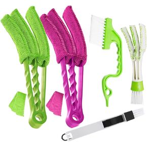 Set of 5 - Window Blind Cleaner Duster Sliding Door Track Brush, Windowsill Sweeper 2-in-1, Hand-held Groove Gap Cleaning Tool for Shutters, Air Conditioner, Car Vents, Window Sill