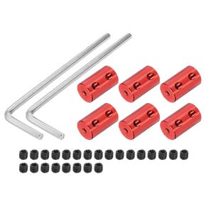 MECCANIXITY 3mm to 5mm Bore Rigid Coupling 20mm Length 12mm Dia M4 Aluminum Alloy Shaft Coupler Connector for 3D Printers DIY Car Boat Red, with 8pcs Coupling, 32pcs Screws, 2pcs Wrench