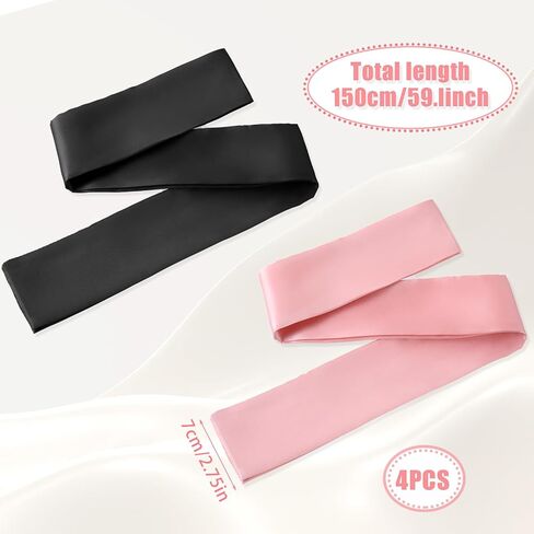 2 Pcs Satin Eye Mask for Sleeping Adjustable Silk Sleep Mask Soft Satin Blindfold for Adult Comfortable Breathable Satin Eye Covers for Travel, Nap, Meditation Valentine's Day Gift 150cm/59.05inch in Saudi Arabia