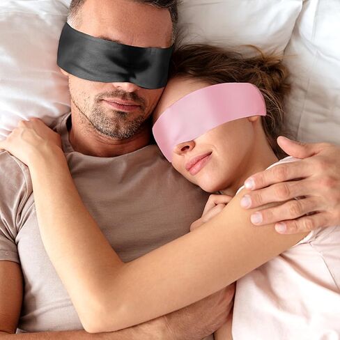 2 Pcs Satin Eye Mask for Sleeping Adjustable Silk Sleep Mask Soft Satin Blindfold for Adult Comfortable Breathable Satin Eye Covers for Travel, Nap, Meditation Valentine's Day Gift 150cm/59.05inch in Saudi Arabia