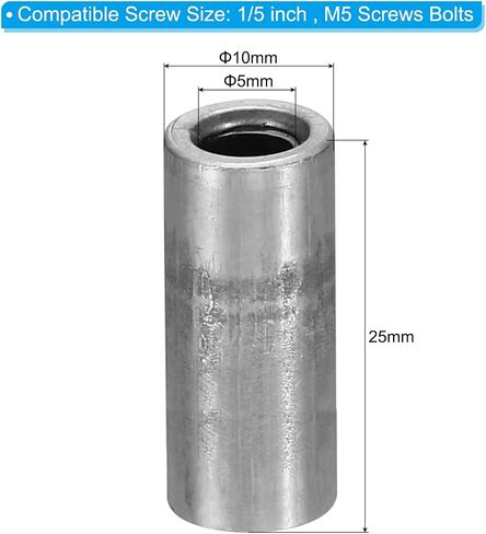 PATIKIL M5 Steel Spacers, 10 Pcs Metal Spacers Steel 5mm ID x 10mm OD x 15mm L Carbon Steel Spacer Screw Standoff Round for 1/5in or M5 Screw Bolts in Saudi Arabia