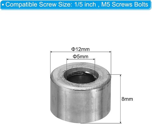 PATIKIL M5 Steel Spacers, 10 Pcs Metal Spacers Steel 5mm ID x 10mm OD x 15mm L Carbon Steel Spacer Screw Standoff Round for 1/5in or M5 Screw Bolts in Saudi Arabia