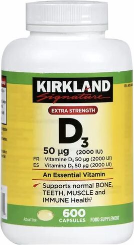 Kirkland Maximum Strength Vitamin D3 600 Softgels (Pack of 2) in Saudi Arabia