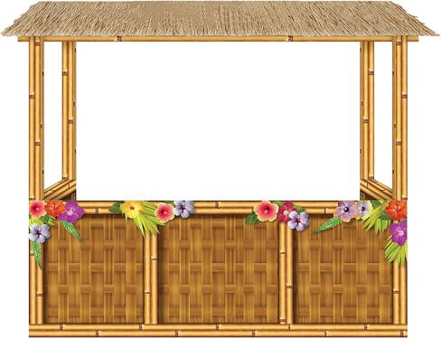 Beistle 6' 11" x 7' 3" Cardboard 3-D Life Size Tropical Tiki Bar Stand- Luau Photo Prop- Hawaiian Beach Party Decorations in Saudi Arabia