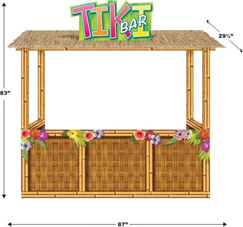 Beistle 6' 11" x 7' 3" Cardboard 3-D Life Size Tropical Tiki Bar Stand- Luau Photo Prop- Hawaiian Beach Party Decorations in Saudi Arabia