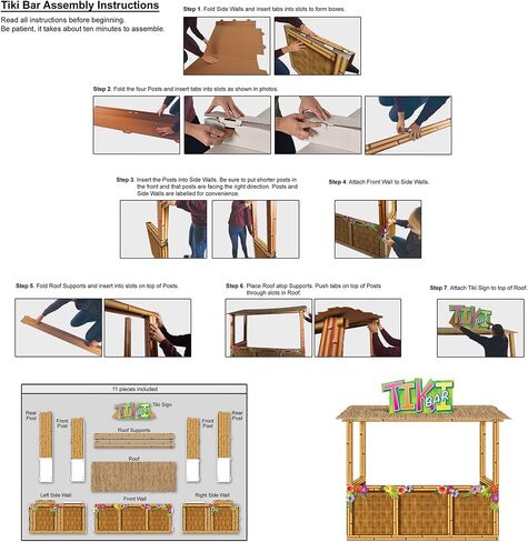 Beistle 6' 11" x 7' 3" Cardboard 3-D Life Size Tropical Tiki Bar Stand- Luau Photo Prop- Hawaiian Beach Party Decorations in Saudi Arabia
