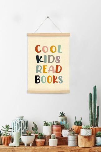 Mtrgdn Reading Corner Classroom Decor - Cool Kids Read Books Poster Hanger Frame,Read Sign for Kids Wooden Frames,Motivational Wall Hanging Banner Decor for Nursery Homeschool School 12x16 Inch in Saudi Arabia