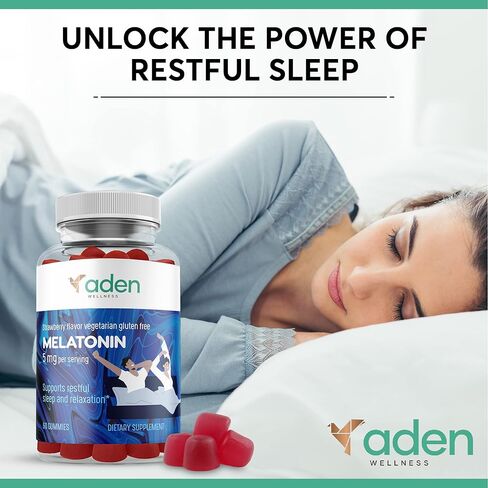 علكات الميلاتونين ذات القوة الإضافية للبالغين والمراهقين - 5 مجم لكل وجبة - مساعدات طبيعية - علكات مهدئة لراحة ليلية جيدة - 60 مضغ in Kuwait