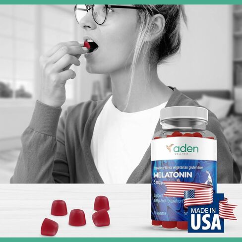 علكات الميلاتونين ذات القوة الإضافية للبالغين والمراهقين - 5 مجم لكل وجبة - مساعدات طبيعية - علكات مهدئة لراحة ليلية جيدة - 60 مضغ in Kuwait