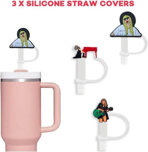 3PCS 10mm Stanley Straw Covers with 2PCS Name Plates and 2PCS TS Letter Charm for Stanley Cup Accessories 40oz, Popular Singer Tumbler Decorations in Saudi Arabia