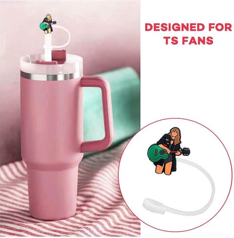 3PCS 10mm Stanley Straw Covers with 2PCS Name Plates and 2PCS TS Letter Charm for Stanley Cup Accessories 40oz, Popular Singer Tumbler Decorations in Saudi Arabia