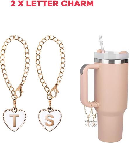 3PCS 10mm Stanley Straw Covers with 2PCS Name Plates and 2PCS TS Letter Charm for Stanley Cup Accessories 40oz, Popular Singer Tumbler Decorations in Saudi Arabia