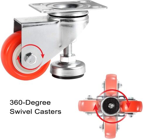 Skelang 4 قطع 2 بوصة عجلة تسوية قابلة للتعديل، عجلات قدم التسوية، عجلات عجلات لوحة دوارة، تركيب لمعدات الصناعة، الدمى، منضدة العمل، أرفف الكتب، سعة الحمولة الإجمالية 330 رطل in Kuwait