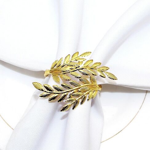 12Pcs Gold Napkin Rings Metal Ear of Wheat Napkin Ring Holders for Christmas Thanksgiving Day Party Dinner Table Decor in Kuwait