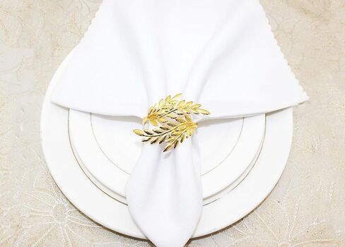 12Pcs Gold Napkin Rings Metal Ear of Wheat Napkin Ring Holders for Christmas Thanksgiving Day Party Dinner Table Decor in Kuwait