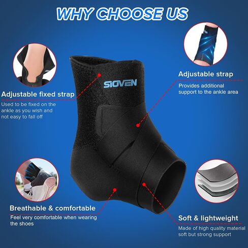 Ankle Brace for Women & Men - Ankle Support for Sprained Ankle, Tendonitis, Achilles, Injury Recovery, Plantar Fasciitis, Ankle Compression Sleeve Wrap for Running, Basketball (Medium) in Saudi Arabia
