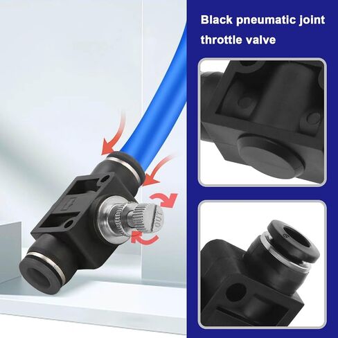 5pcs 8mm Tube OD Air Flow Control Valve Union Pneumatic Speed Control Flow Controller Throttle Valve Speed Control Valve Push to Connect Fitting in Saudi Arabia
