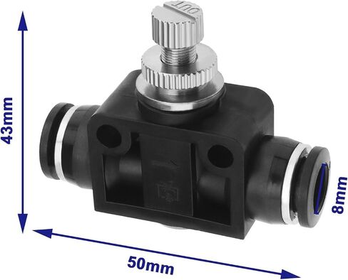 5pcs 8mm Tube OD Air Flow Control Valve Union Pneumatic Speed Control Flow Controller Throttle Valve Speed Control Valve Push to Connect Fitting in Saudi Arabia