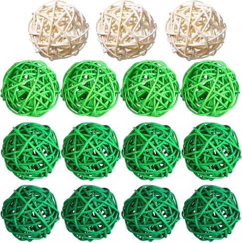 Jetec 15 Pieces St. Patrick's Day Decorative Orbs 1.8 Inch Wicker Rattan Balls Wicker Ball Vase Filler for Valentine Wedding Dating Table Banquet Decor (Green, Light Green, Dark Green, White) in Saudi Arabia