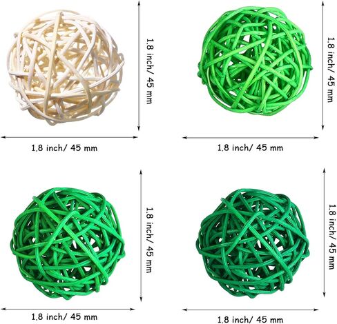 Jetec 15 Pieces St. Patrick's Day Decorative Orbs 1.8 Inch Wicker Rattan Balls Wicker Ball Vase Filler for Valentine Wedding Dating Table Banquet Decor (Green, Light Green, Dark Green, White) in Saudi Arabia