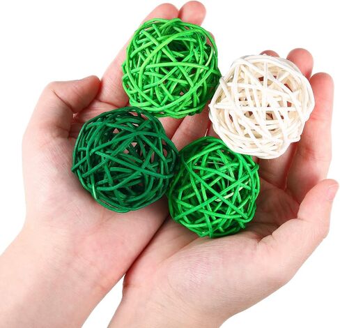 Jetec 15 Pieces St. Patrick's Day Decorative Orbs 1.8 Inch Wicker Rattan Balls Wicker Ball Vase Filler for Valentine Wedding Dating Table Banquet Decor (Green, Light Green, Dark Green, White) in Saudi Arabia