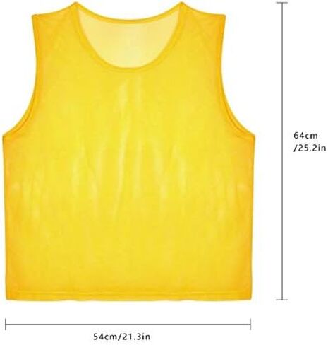 Keenso 12pcs حزمة Pinnies الكبار مشاجرة التدريب سترات البوليستر تنفس شبكة صفراء الكبار الفانيلة المرايل كرة القدم سترة كرة القدم اللوازم-الكبار Chasuble in Saudi Arabia