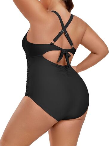 Plus Size One Piece Swimsuit for Women Tummy Control Bathing Suit Cutout High Waisted Tie Back 1 Piece Swim Suit in Saudi Arabia
