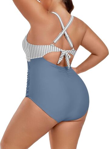 Plus Size One Piece Swimsuit for Women Tummy Control Bathing Suit Cutout High Waisted Tie Back 1 Piece Swim Suit in Saudi Arabia