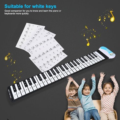 Piano Keyboard Number Stickers,2Set 88 Key Removable Keyboard Piano Stickers,Piano Letter Stickers Electronic Keyboard Note White Keys Stickers Labels for Beginners Kids Children(Transparent) in Saudi Arabia