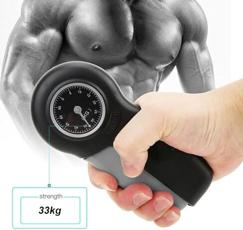 مقياس قوة القبضة الميكانيكية، مقياس قوة القبضة، مقياس قبضة اليد، شاشة عرض ضخمة ABS مقياس قوة قبضة اليد الميكانيكية لتقوية المعصم (أسود ورمادي) in Saudi Arabia