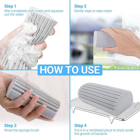 4-Pack Damp Clean Duster Sponge, Magic Scrub Cleaning Brush, Disposable Duster Refills Replacement Head 10 Counts for Baseboards, Blinds, Glass, Vents, Mirrors, Window Track Grooves, Cleaning Supplies in Saudi Arabia