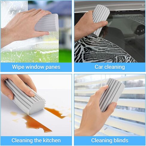 4-Pack Damp Clean Duster Sponge, Magic Scrub Cleaning Brush, Disposable Duster Refills Replacement Head 10 Counts for Baseboards, Blinds, Glass, Vents, Mirrors, Window Track Grooves, Cleaning Supplies in Saudi Arabia