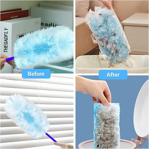 4-Pack Damp Clean Duster Sponge, Magic Scrub Cleaning Brush, Disposable Duster Refills Replacement Head 10 Counts for Baseboards, Blinds, Glass, Vents, Mirrors, Window Track Grooves, Cleaning Supplies in Saudi Arabia