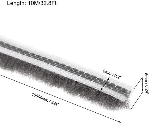 uxcell Brush Weather Stripping, 10M/32.8Ft Card Slot Seal Strip Pile Weatherstrip Door Sweep Brush for Door Window W Silicon Sheet, 5x6mm/WxH in Saudi Arabia