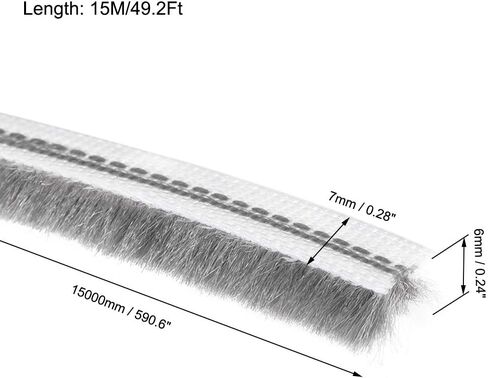 uxcell Brush Weather Stripping, 10M/32.8Ft Card Slot Seal Strip Pile Weatherstrip Door Sweep Brush for Door Window W Silicon Sheet, 5x6mm/WxH in Saudi Arabia