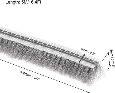uxcell Brush Weather Stripping, 10M/32.8Ft Card Slot Seal Strip Pile Weatherstrip Door Sweep Brush for Door Window W Silicon Sheet, 5x6mm/WxH in Saudi Arabia