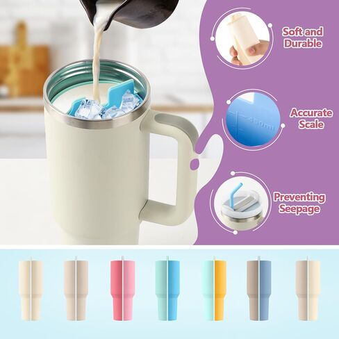 Silicone 2-in-1 Cup for Stanley Cup 40 oz compatible with Stanley Cup Accessories,Double Drinks Bag Fit Stanley Cups Dispense Different Beverages (Cream) in Saudi Arabia