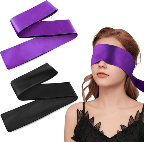 Prasacco 2 Pcs Satin Eye Mask, Soft Blindfold for Adult Adjustable Eye Cover Blindfold Night Sleep Eye Mask for Valentine's Day Comfortable Sleeping Blindfold for Women Adult Couples (150cm/59inch) in Saudi Arabia