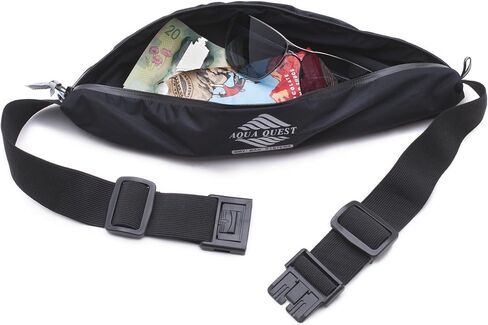 AquaQuest Kona Running Belt - Water Resistant Zipper Pouch - Comfortable, Adjustable, Lightweight - Waist Pack for Phone, Money, Keys - Black in Saudi Arabia