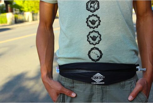 AquaQuest Kona Running Belt - Water Resistant Zipper Pouch - Comfortable, Adjustable, Lightweight - Waist Pack for Phone, Money, Keys - Black in Saudi Arabia
