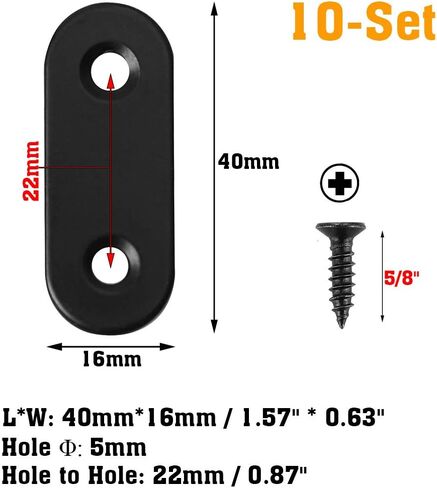 40mm 50mm 60mm 80mm Stainless Steel Black Straight Bracket Flat Brace Metal Bracket Corner Brace Connector Mending Plate for Wood 27-Set in Saudi Arabia
