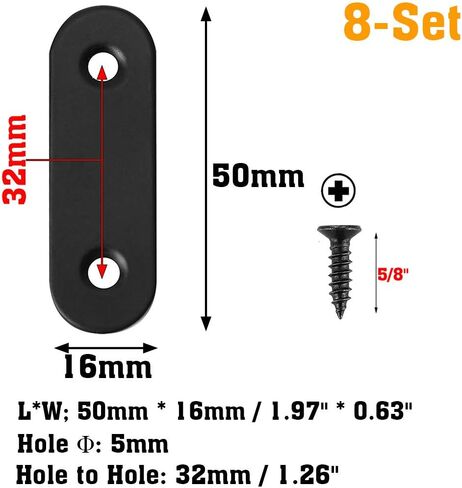 40mm 50mm 60mm 80mm Stainless Steel Black Straight Bracket Flat Brace Metal Bracket Corner Brace Connector Mending Plate for Wood 27-Set in Saudi Arabia