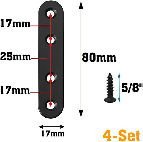 40mm 50mm 60mm 80mm Stainless Steel Black Straight Bracket Flat Brace Metal Bracket Corner Brace Connector Mending Plate for Wood 27-Set in Saudi Arabia