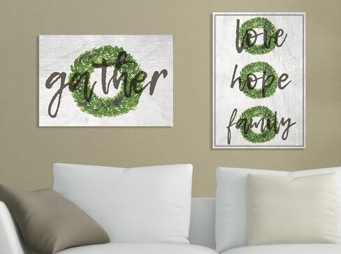 Stupell Industries Gather Boxwood Wreath Typography Grey Framed Wall Art, 16 x 20, Design by Artist Daphne Polselli in Saudi Arabia