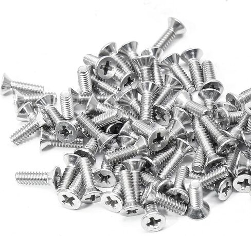 #6-32 × 2 براغي آلة ذات رأس مسطح، 304 براغي ثقب غاطسة من الفولاذ المقاوم للصدأ، خيط كامل، خيط خشن (30 حزمة) in Saudi Arabia