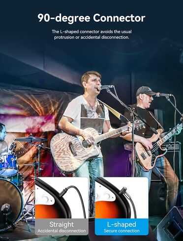 VENTION 1/4 Inch Audio Instrument Cable -Right-Angled to Straight 6.35mm Male to Male TS Cord Guitar Cable Balanced Interconnect Line for Electric Guitar, Bass, and Keyboard in Saudi Arabia